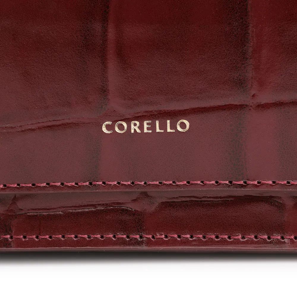 Bolsa De Ombro Couro Maxi Croco Vinho - imagem 7