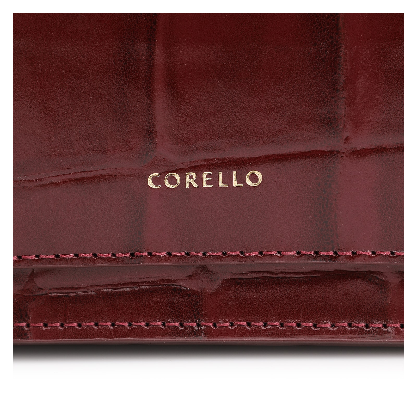 Bolsa De Ombro Couro Maxi Croco Vinho
