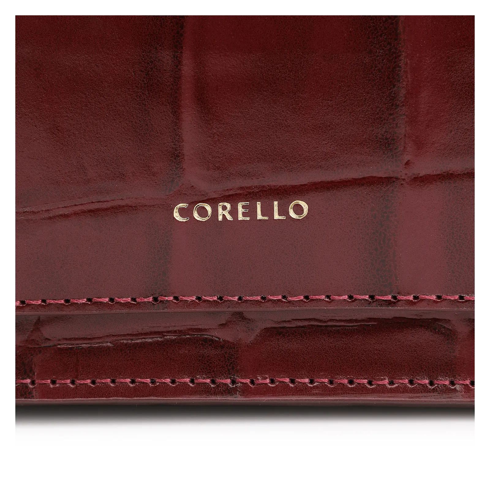 Bolsa De Ombro Couro Maxi Croco Vinho
