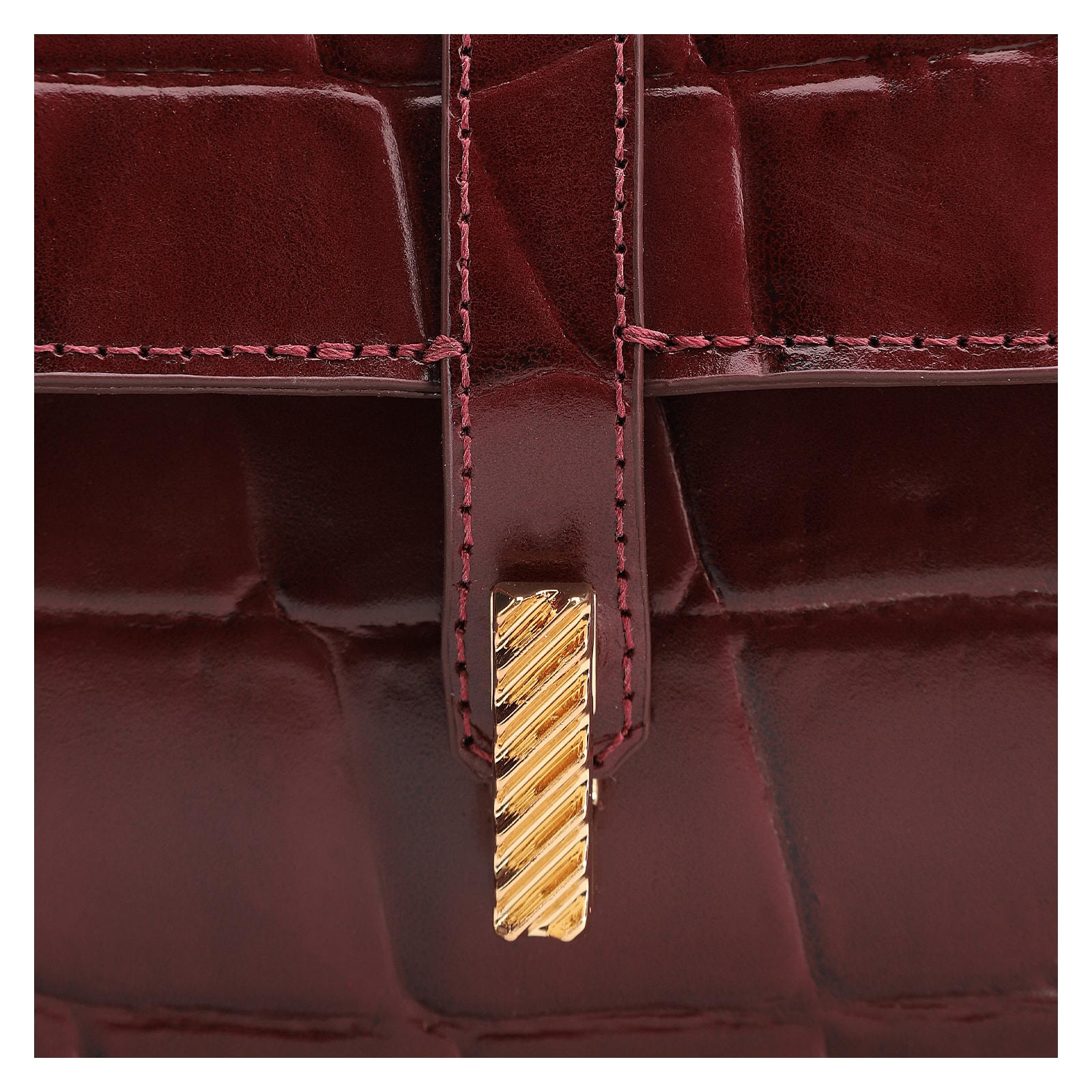 Bolsa De Ombro Couro Maxi Croco Vinho