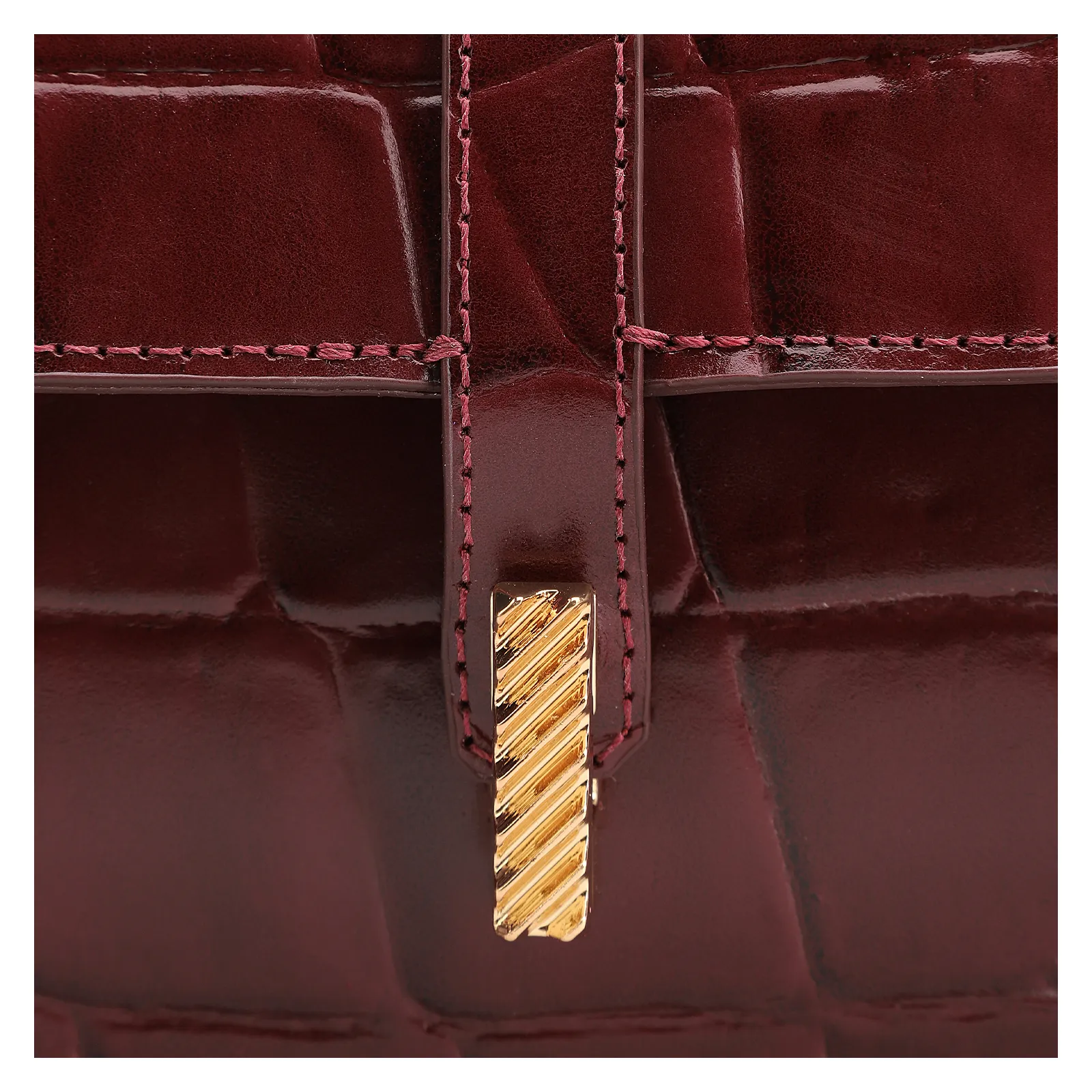 Bolsa De Ombro Couro Maxi Croco Vinho