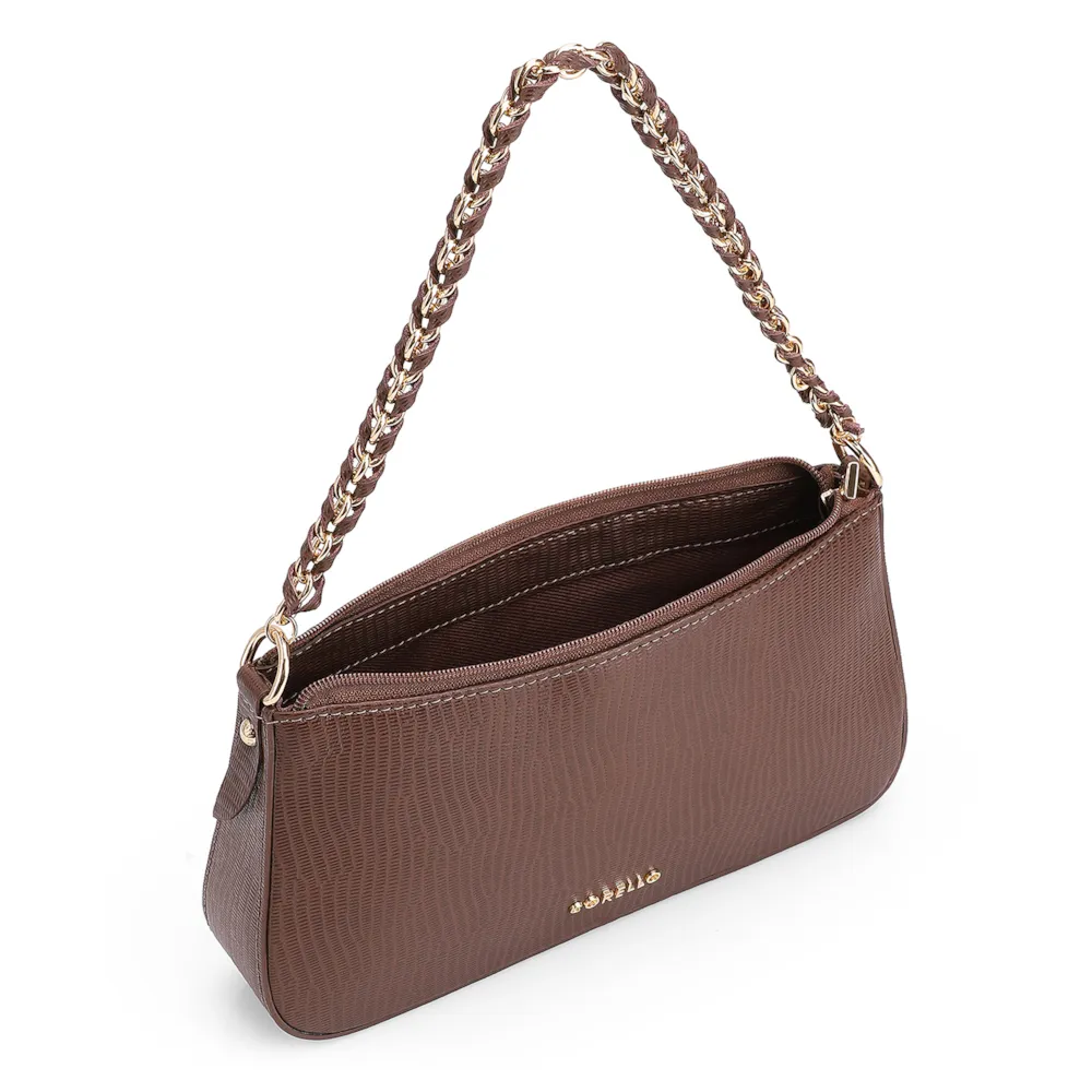Bolsa De Ombro Couro New Lezard Marrom - imagem 4