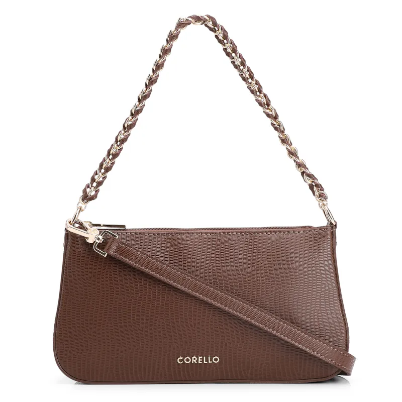 Bolsa De Ombro Couro New Lezard Marrom