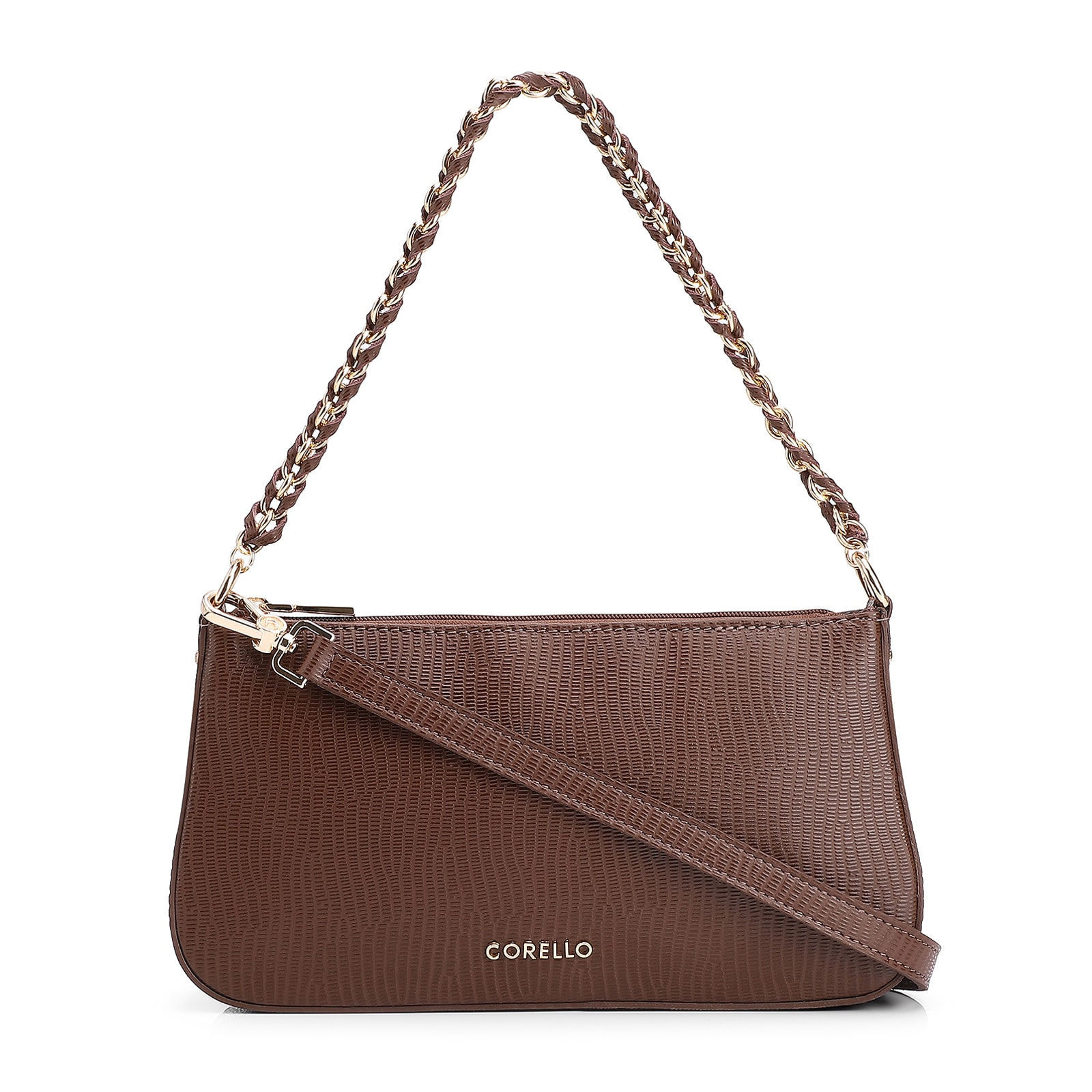 Bolsa De Ombro Couro New Lezard Marrom