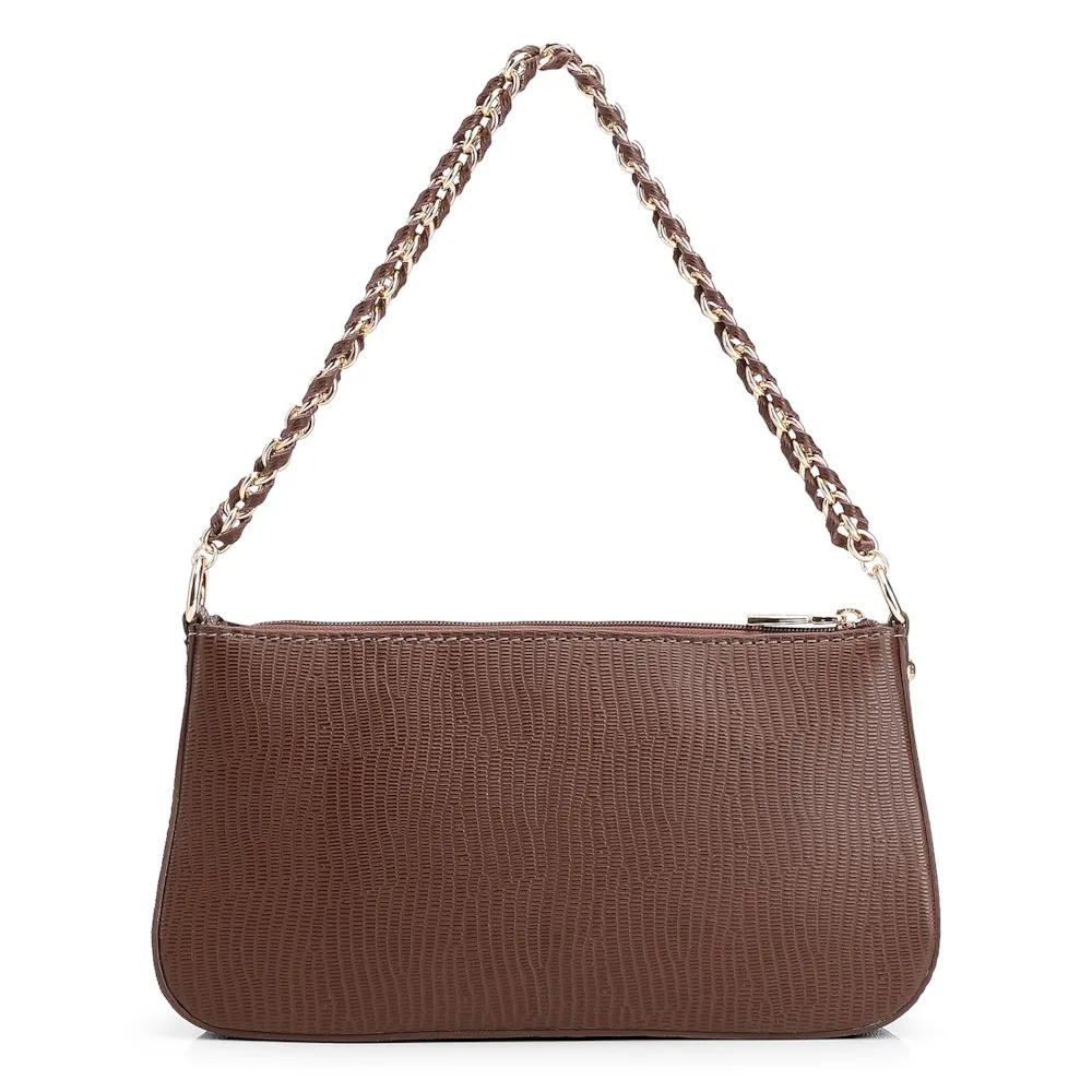 Bolsa De Ombro Couro New Lezard Marrom - imagem 3