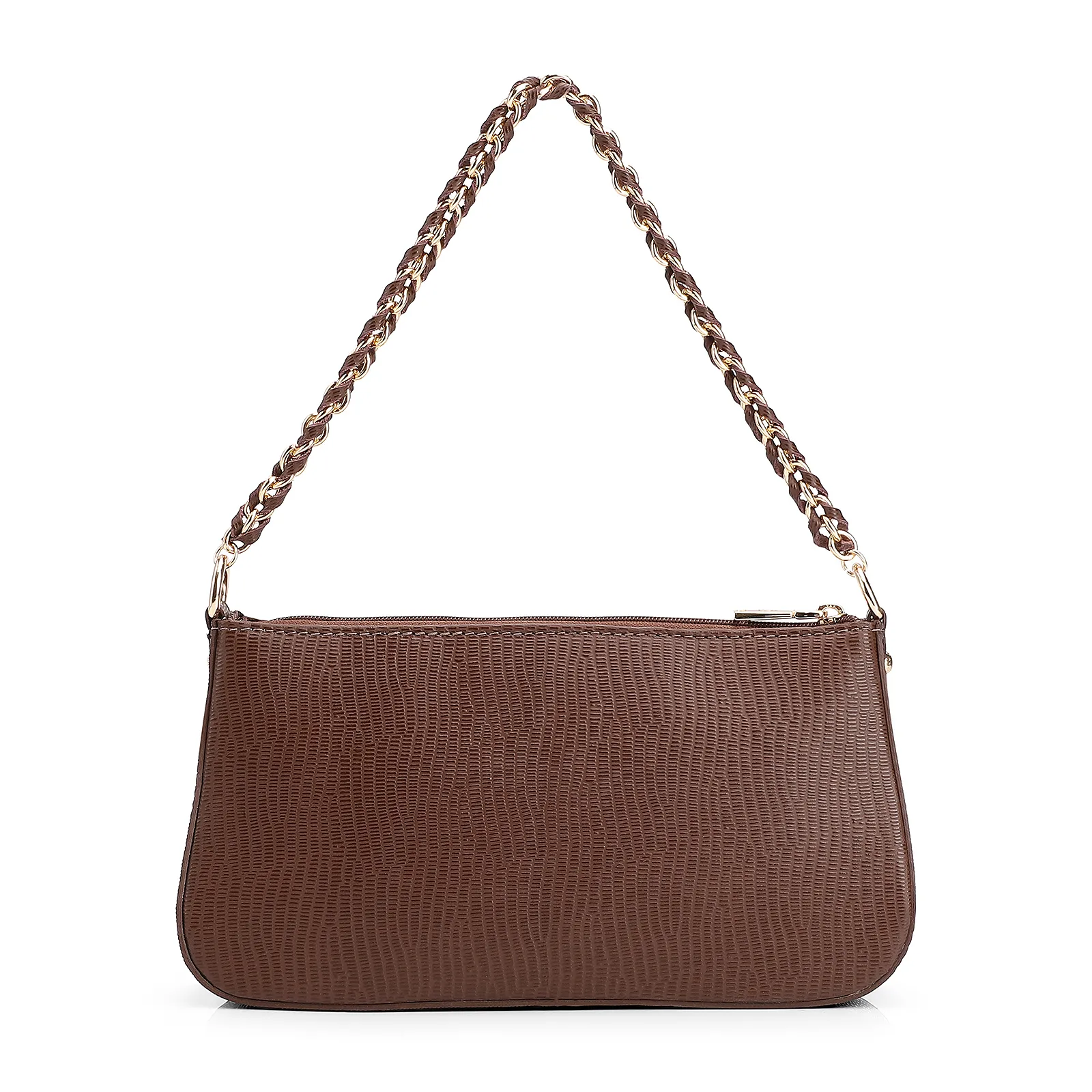 Bolsa De Ombro Couro New Lezard Marrom