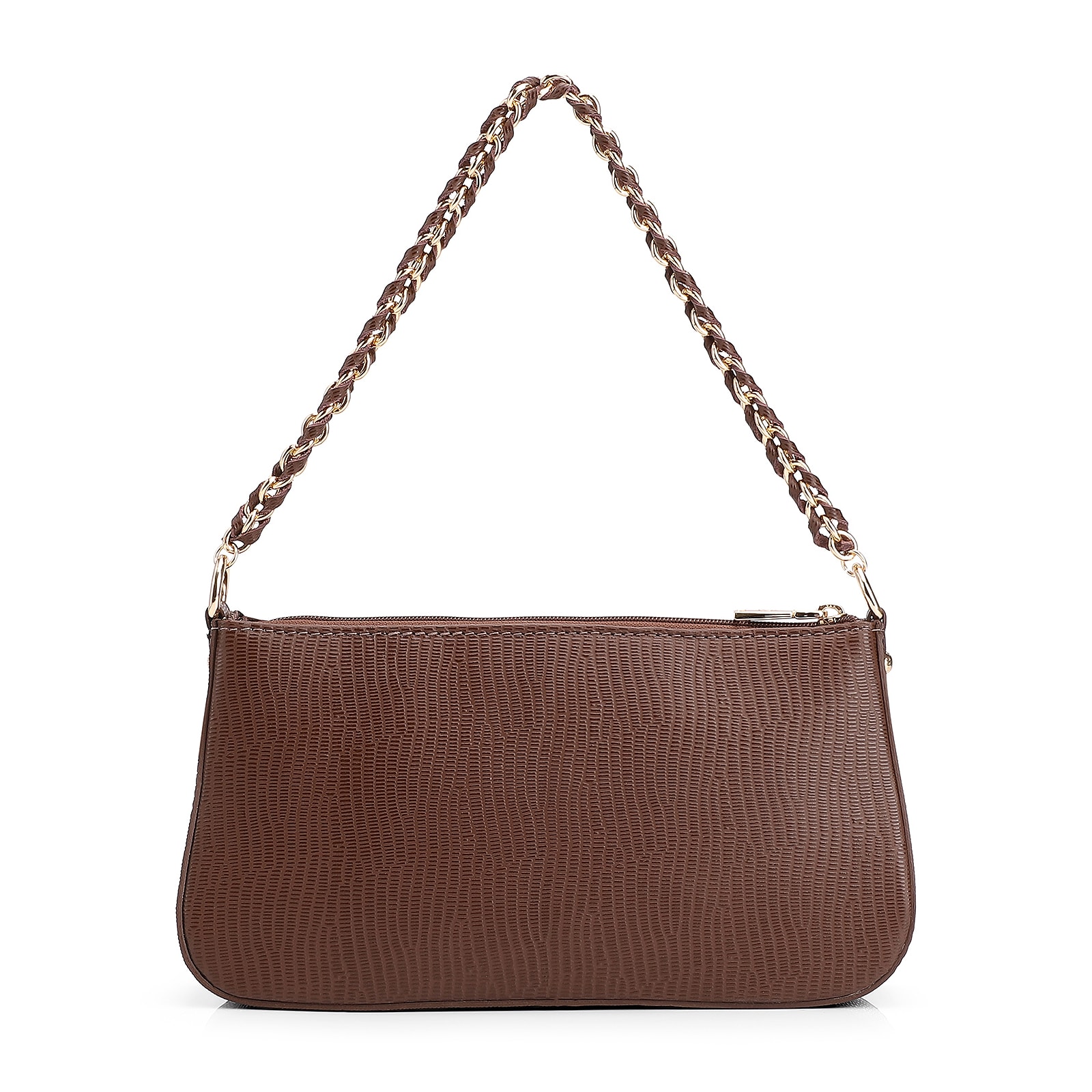 Bolsa De Ombro Couro New Lezard Marrom