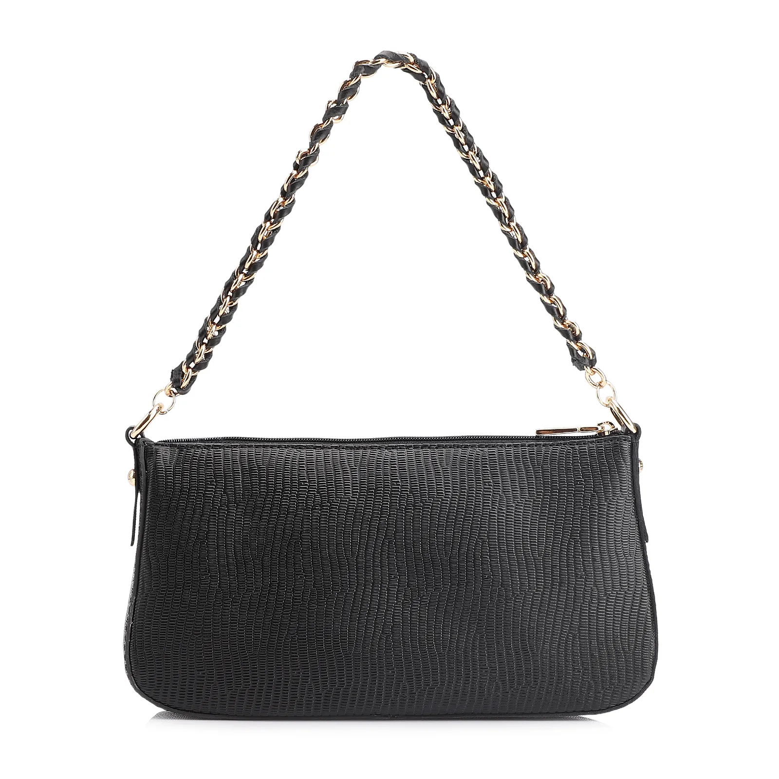 Bolsa De Ombro Couro New Lezard Preto