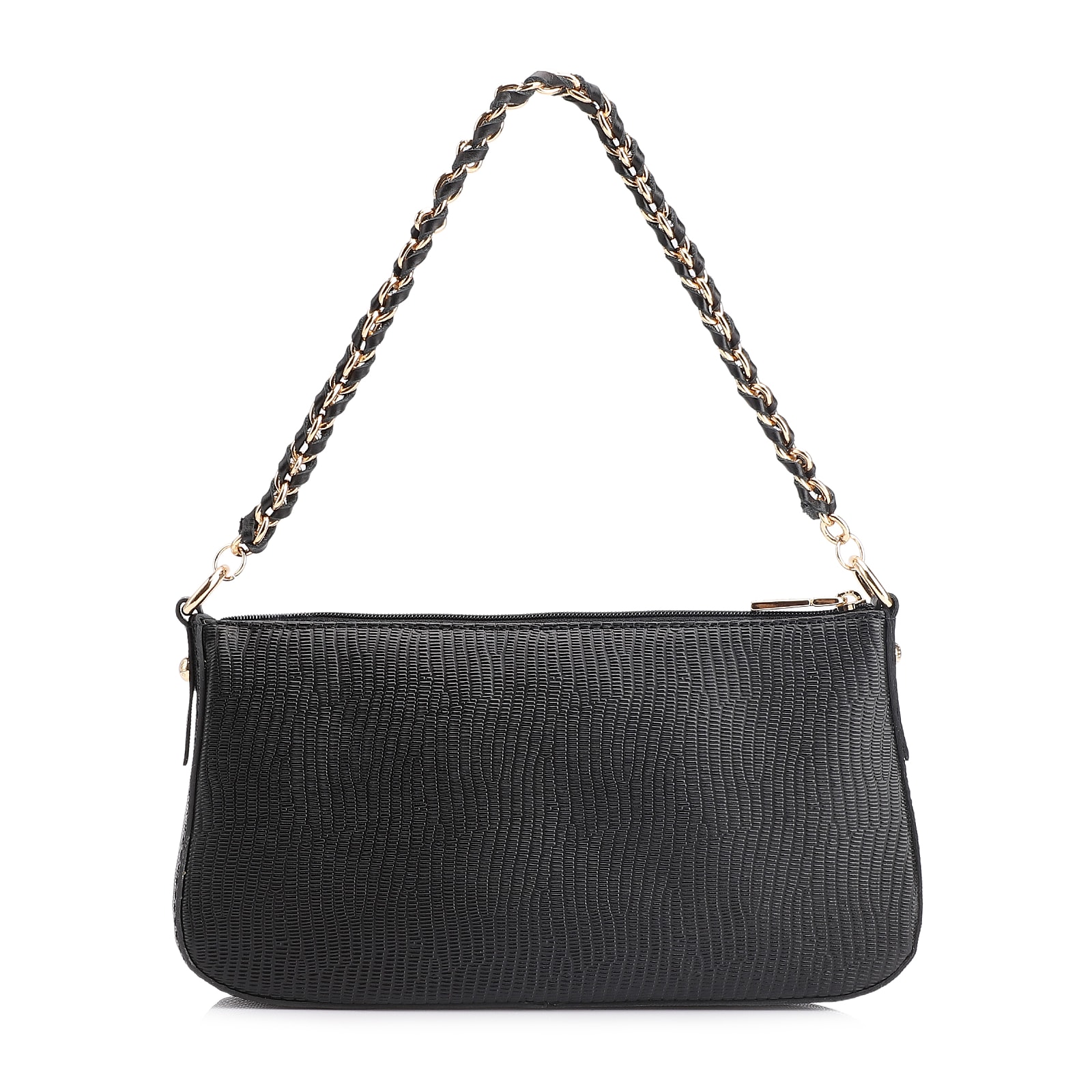 Bolsa De Ombro Couro New Lezard Preto