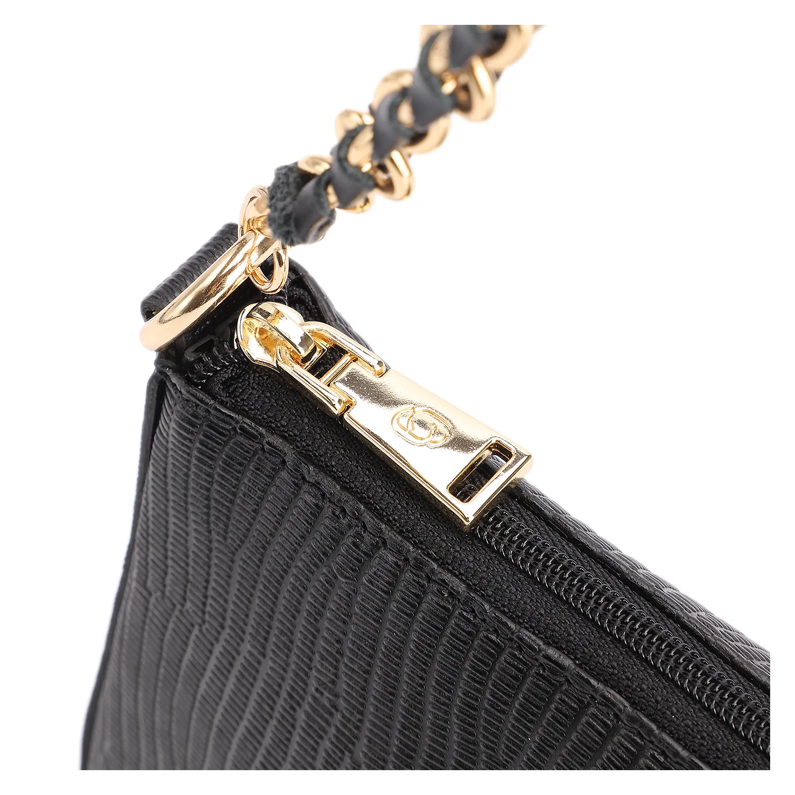 Bolsa De Ombro Couro New Lezard Preto