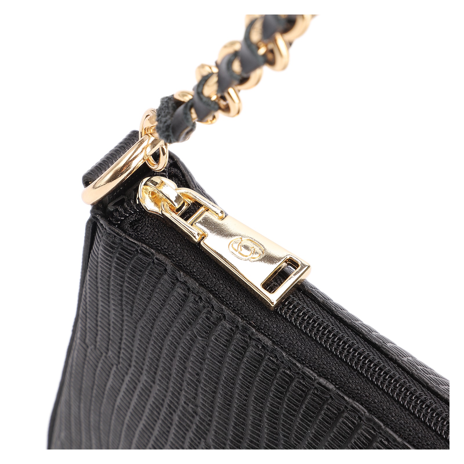 Bolsa De Ombro Couro New Lezard Preto