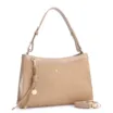 Bolsa De Ombro Couro Nobuck Croco/Couro Bege - imagem 3