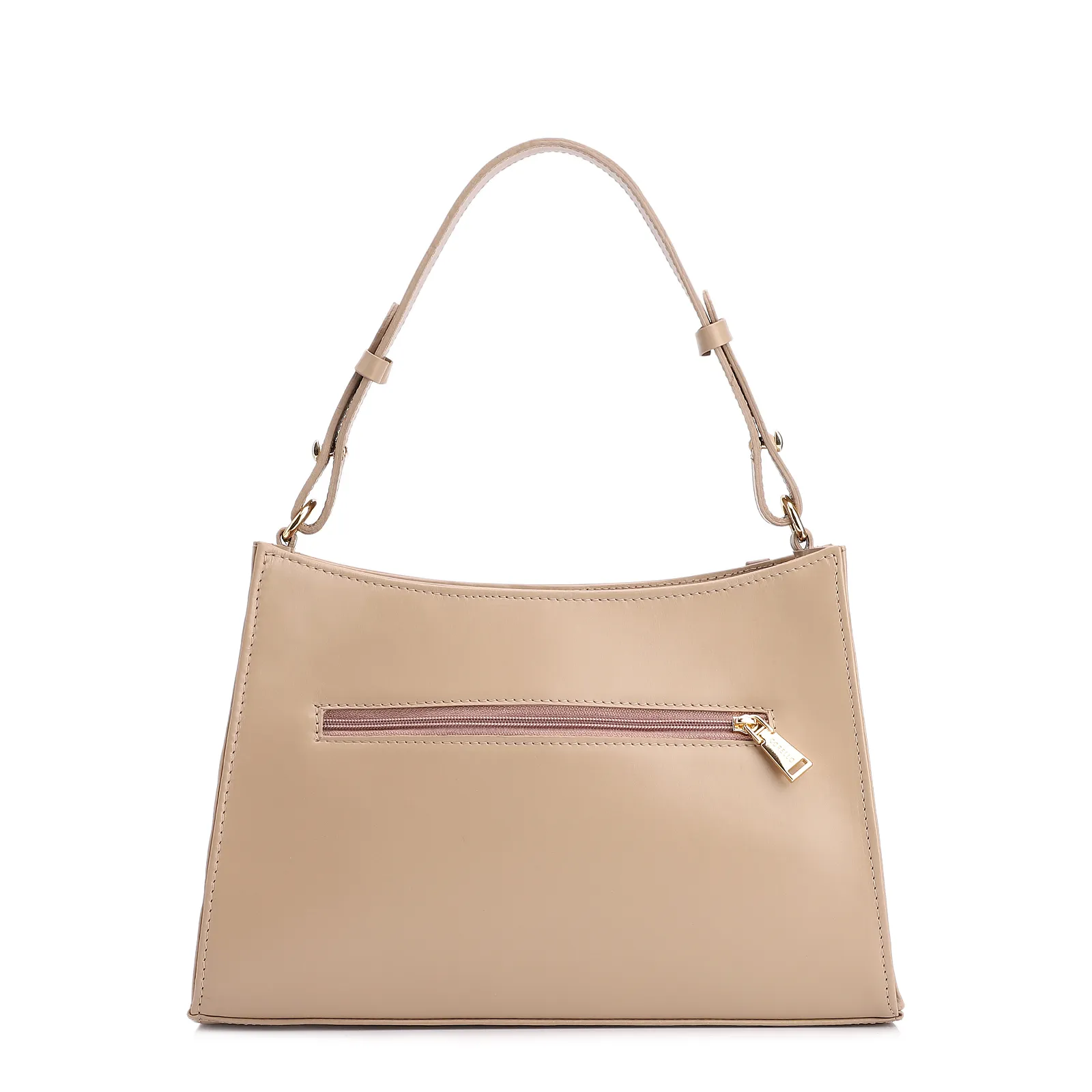 Bolsa De Ombro Couro Nobuck Croco/Couro Bege