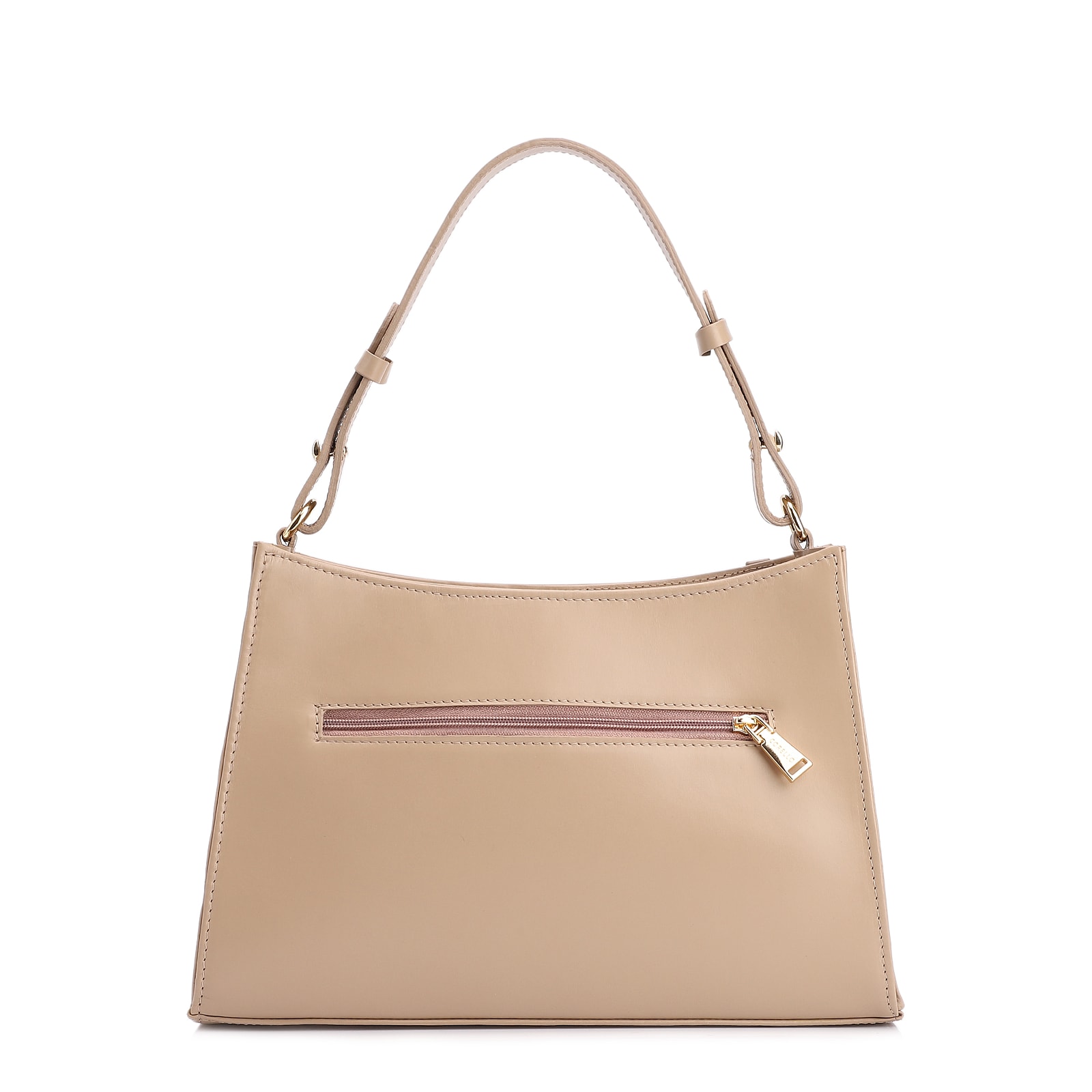 Bolsa De Ombro Couro Nobuck Croco/Couro Bege