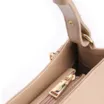Bolsa De Ombro Couro Nobuck Croco/Couro Bege - imagem 6