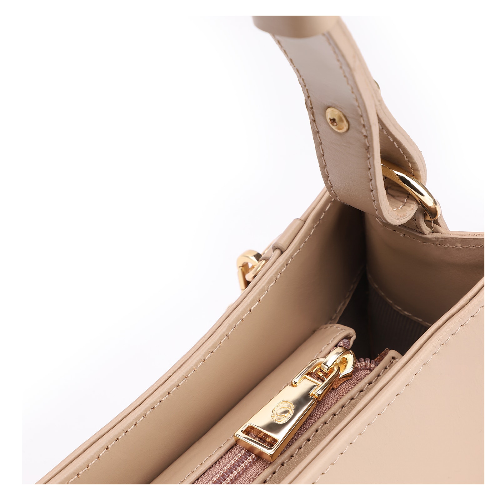 Bolsa De Ombro Couro Nobuck Croco/Couro Bege