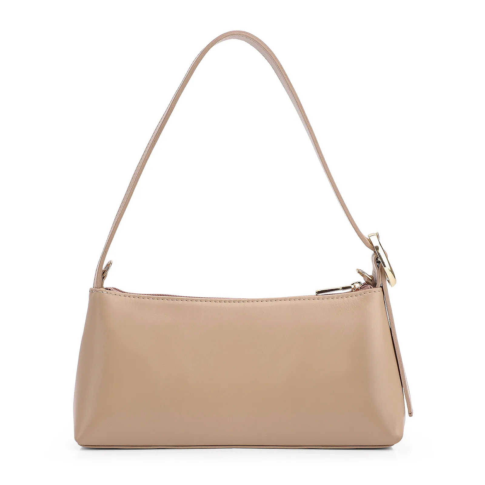 Bolsa De Ombro Couro Nobuck Croco/Couro Bege