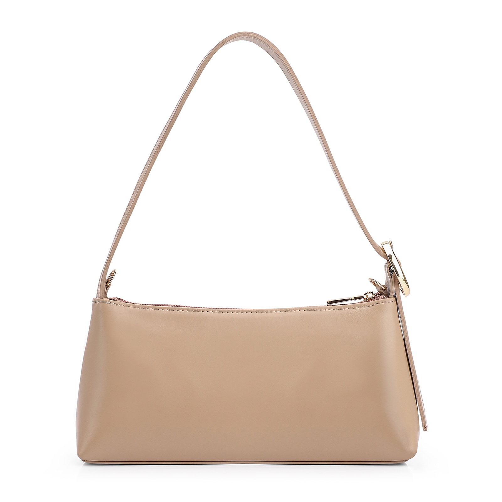 Bolsa De Ombro Couro Nobuck Croco/Couro Bege