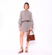 Bolsa De Ombro Couro Nobuck Croco/Couro Marrom - imagem 10