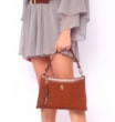 Bolsa De Ombro Couro Nobuck Croco/Couro Marrom - imagem 2