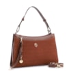Bolsa De Ombro Couro Nobuck Croco/Couro Marrom - imagem 3