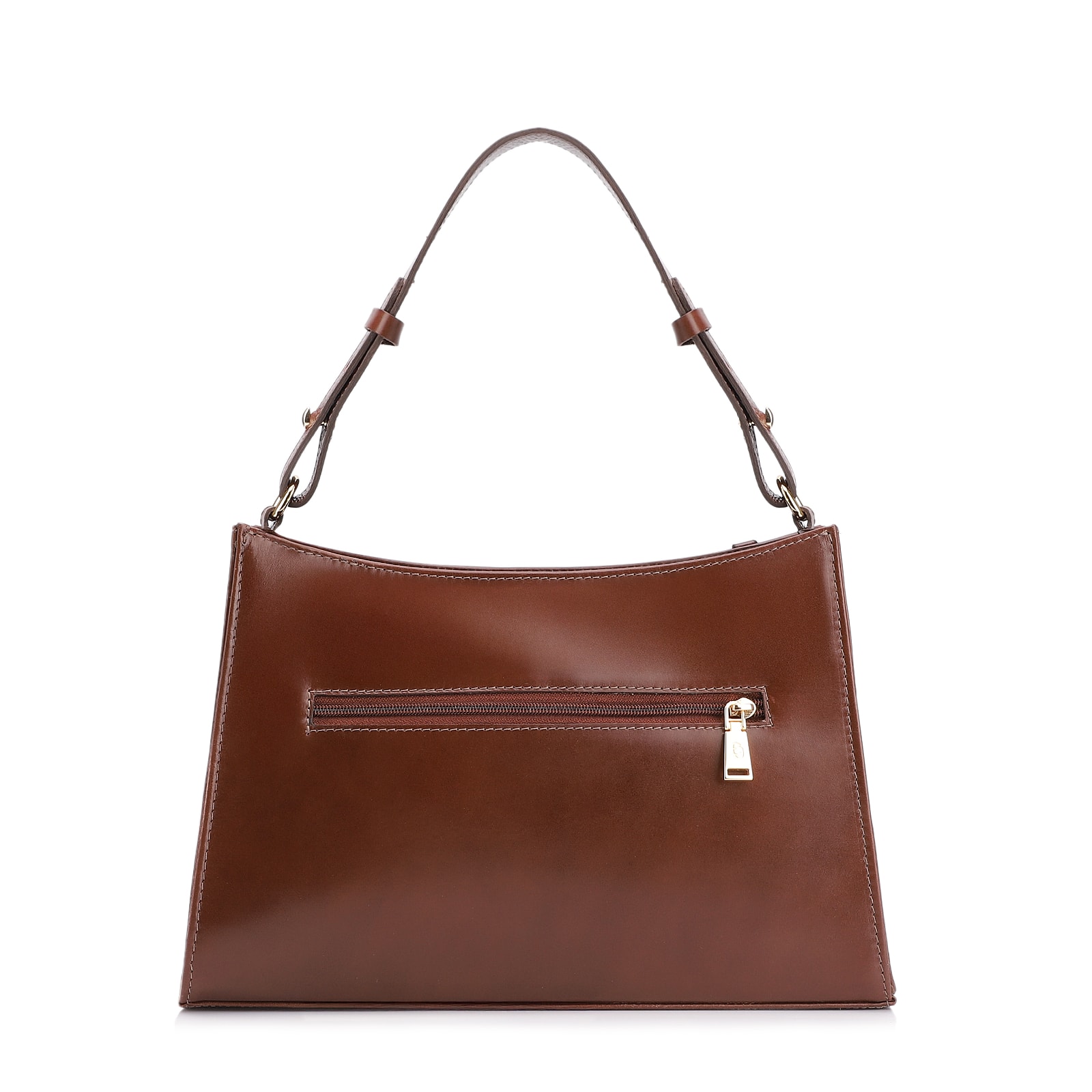 Bolsa De Ombro Couro Nobuck Croco/Couro Marrom