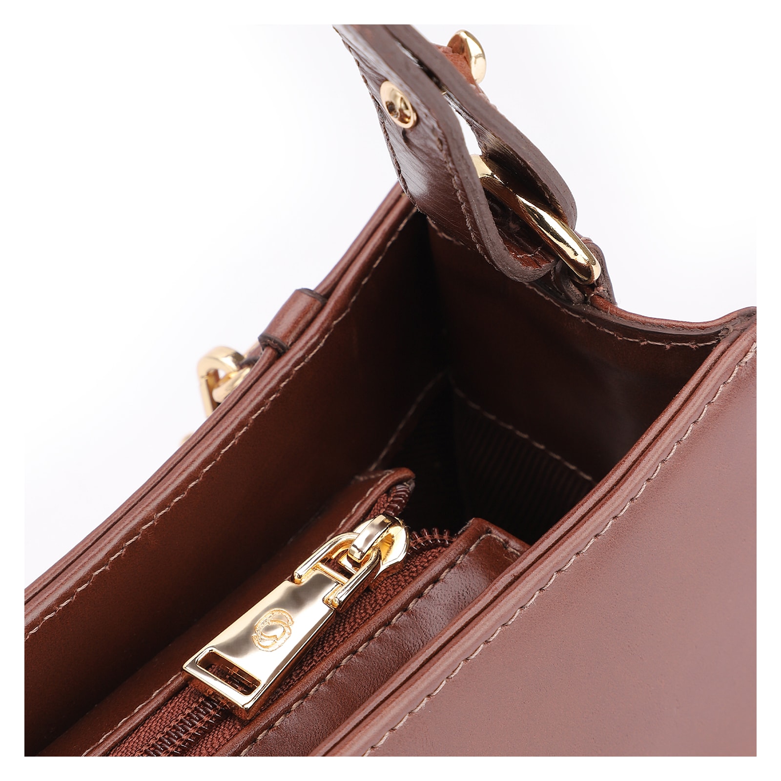 Bolsa De Ombro Couro Nobuck Croco/Couro Marrom