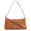 Bolsa De Ombro Couro Nobuck Croco/Couro Marrom Claro - imagem 1