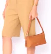 Bolsa De Ombro Couro Nobuck Croco/Couro Marrom Claro - imagem 2