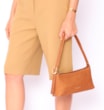 Bolsa De Ombro Couro Nobuck Croco/Couro Marrom Claro - imagem 2