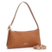 Bolsa De Ombro Couro Nobuck Croco/Couro Marrom Claro - imagem 3