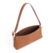 Bolsa De Ombro Couro Nobuck Croco/Couro Marrom Claro - imagem 5