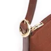 Bolsa De Ombro Couro Nobuck Croco/Couro Marrom Escuro - imagem 5