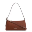 Bolsa De Ombro Couro Nobuck Croco/Couro Marrom Escuro - imagem 1