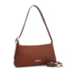 Bolsa De Ombro Couro Nobuck Croco/Couro Marrom Escuro - imagem 2