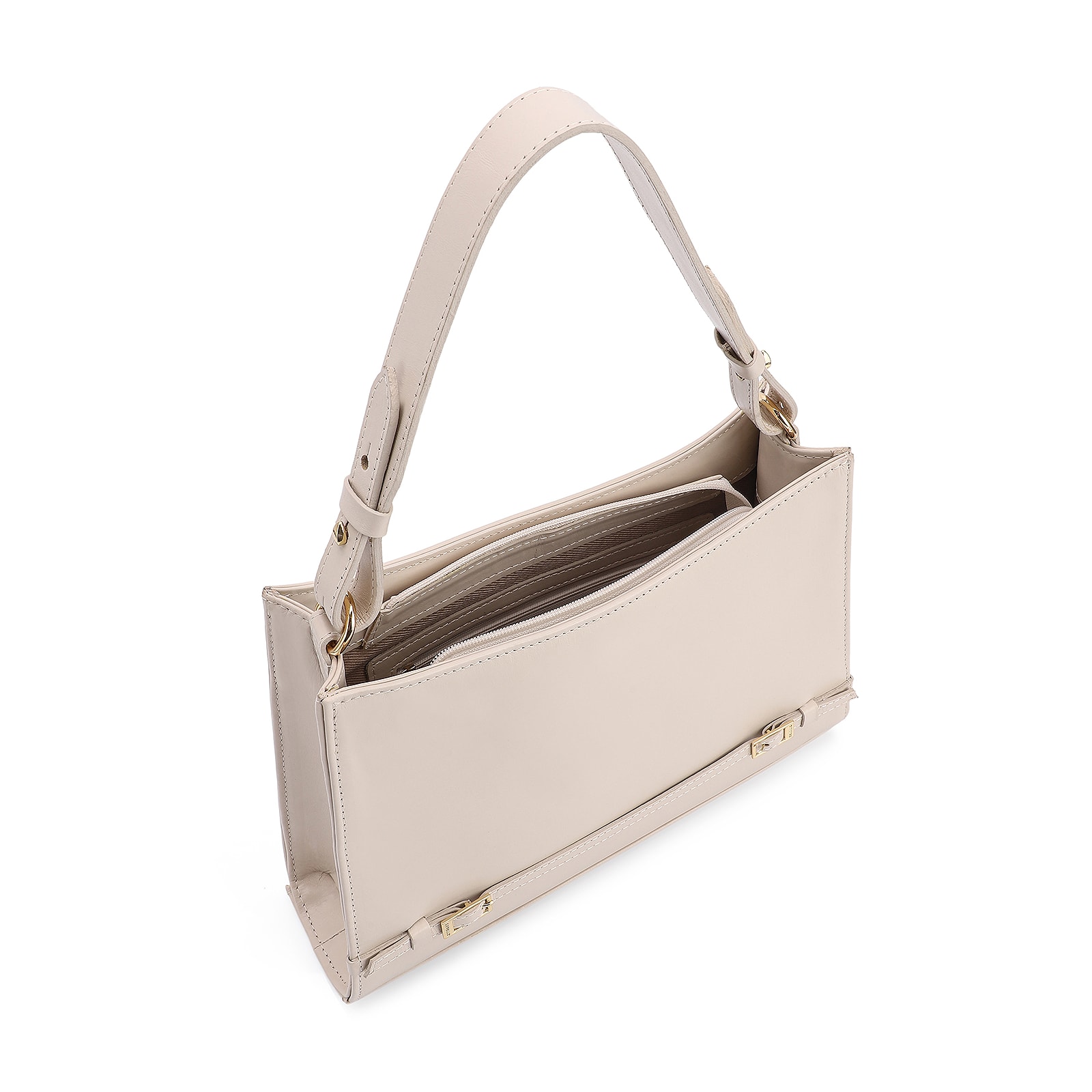 Bolsa De Ombro Couro Off White