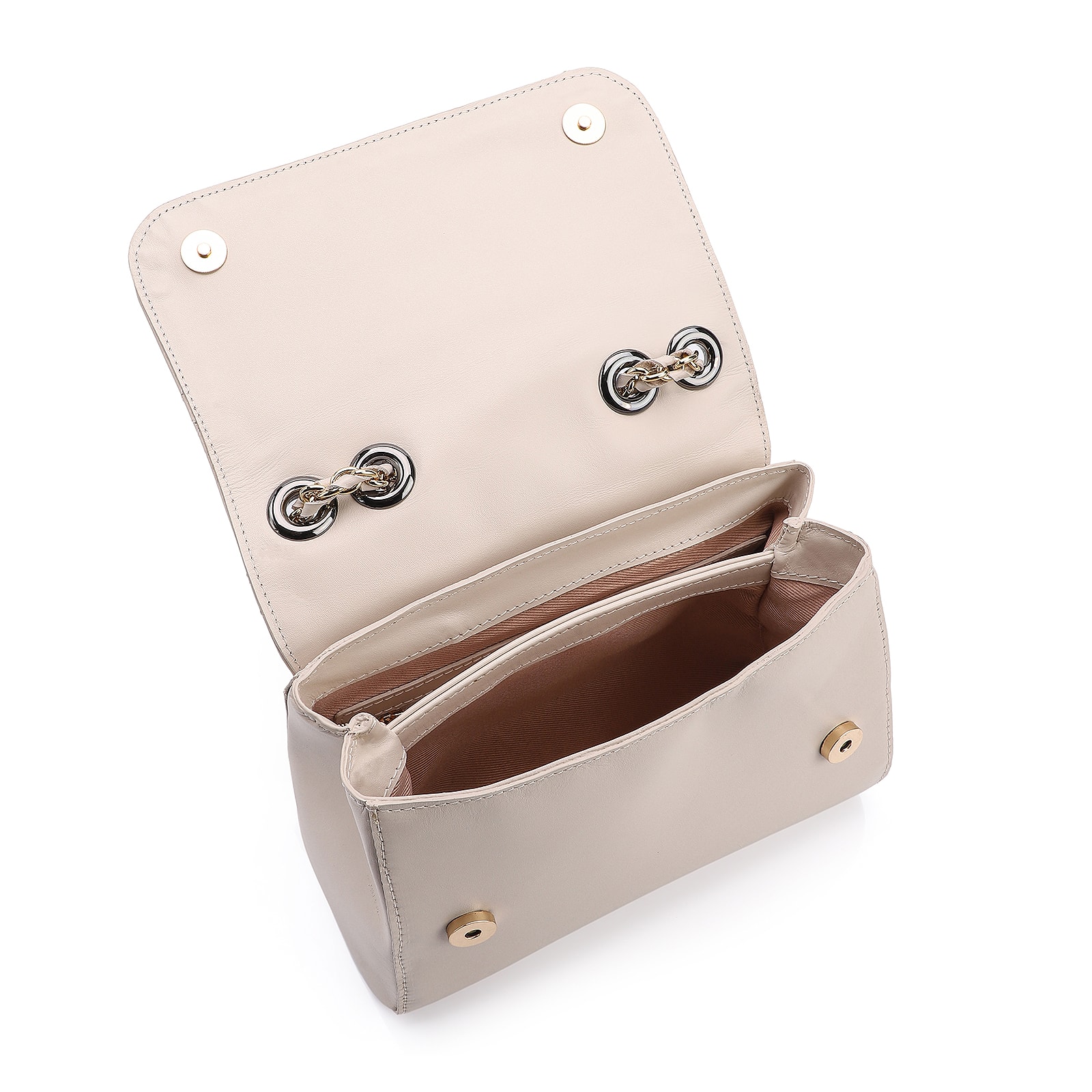 Bolsa De Ombro Couro Off White