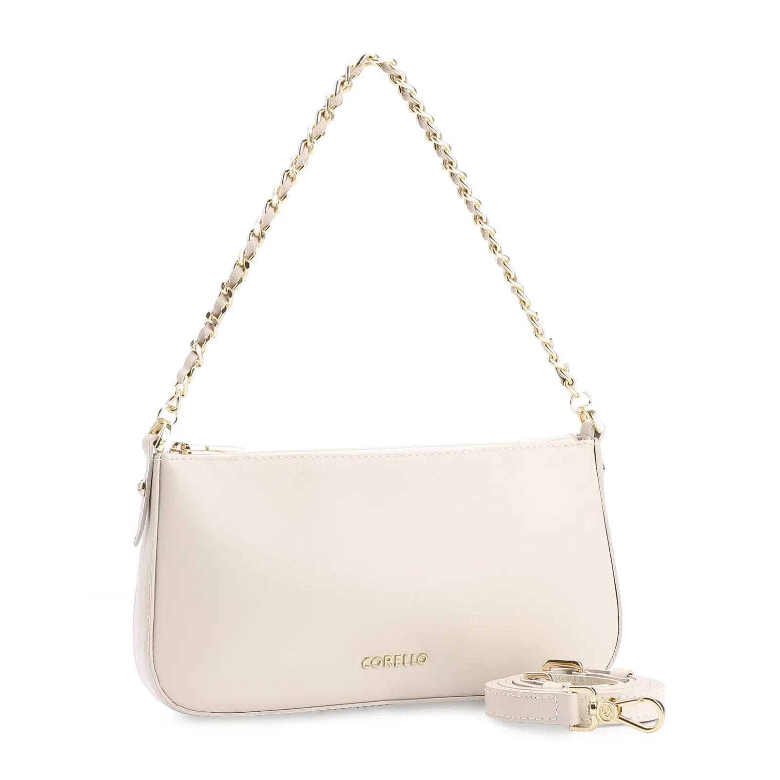 Bolsa De Ombro Couro Off White
