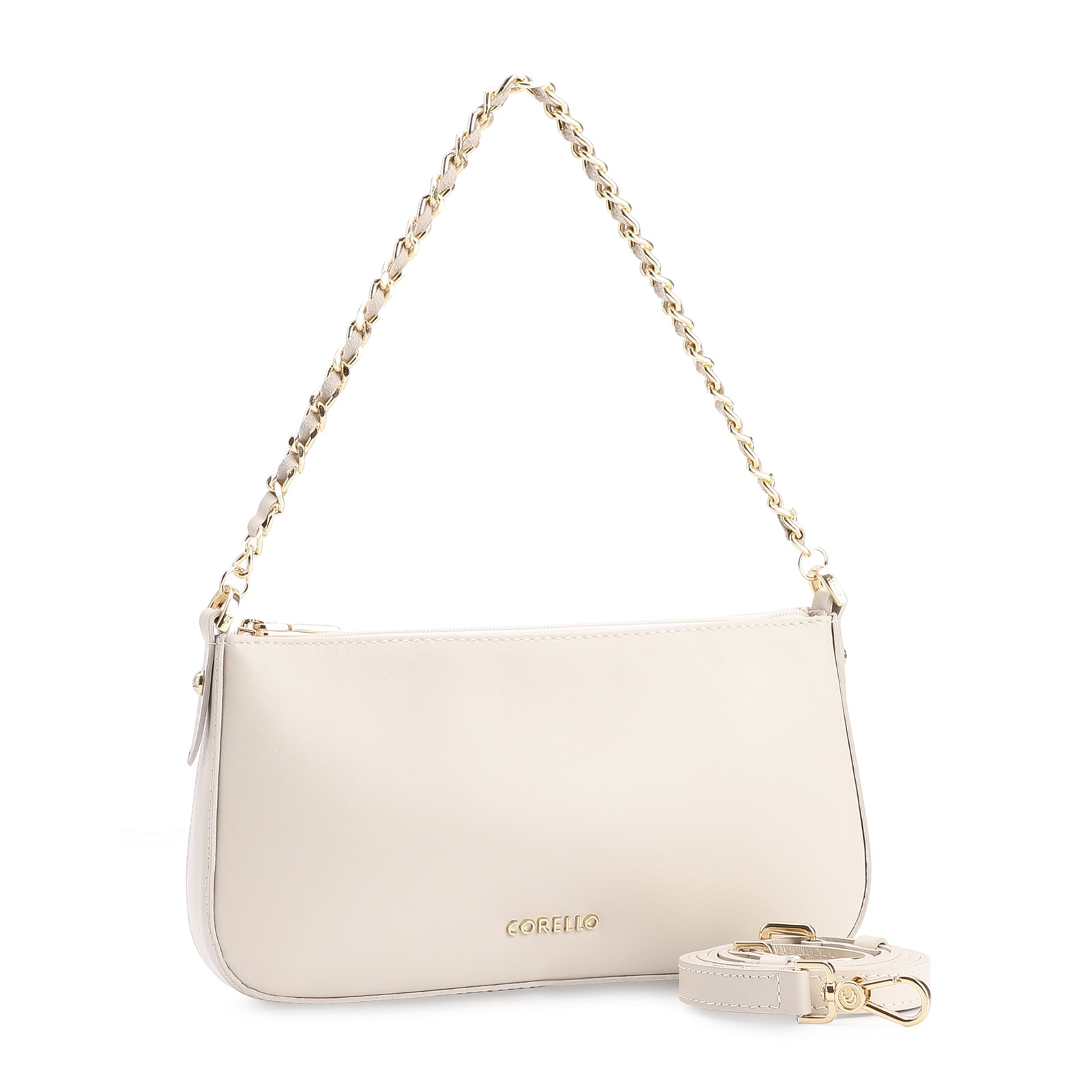 Bolsa De Ombro Couro Off White