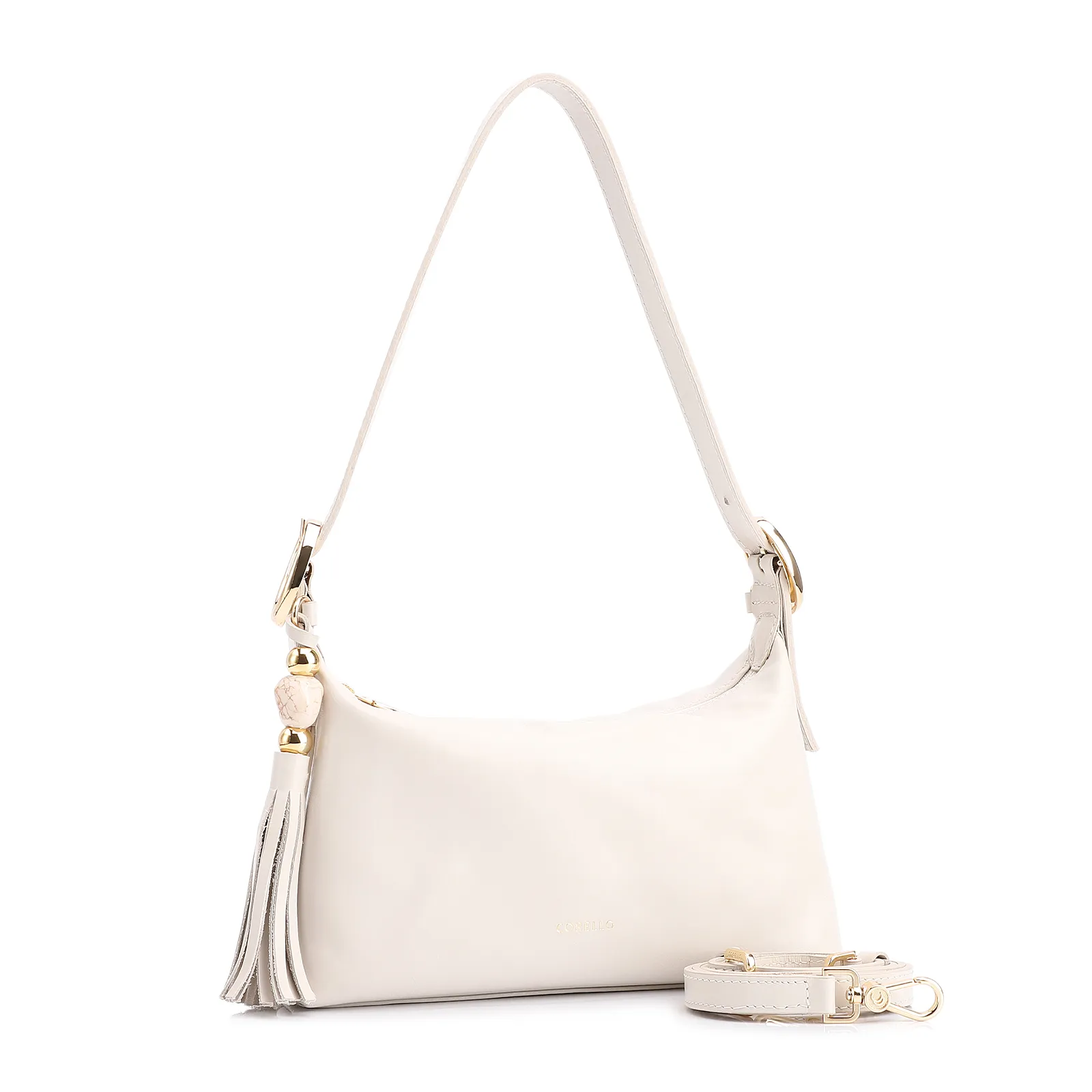 Bolsa De Ombro Couro Off White