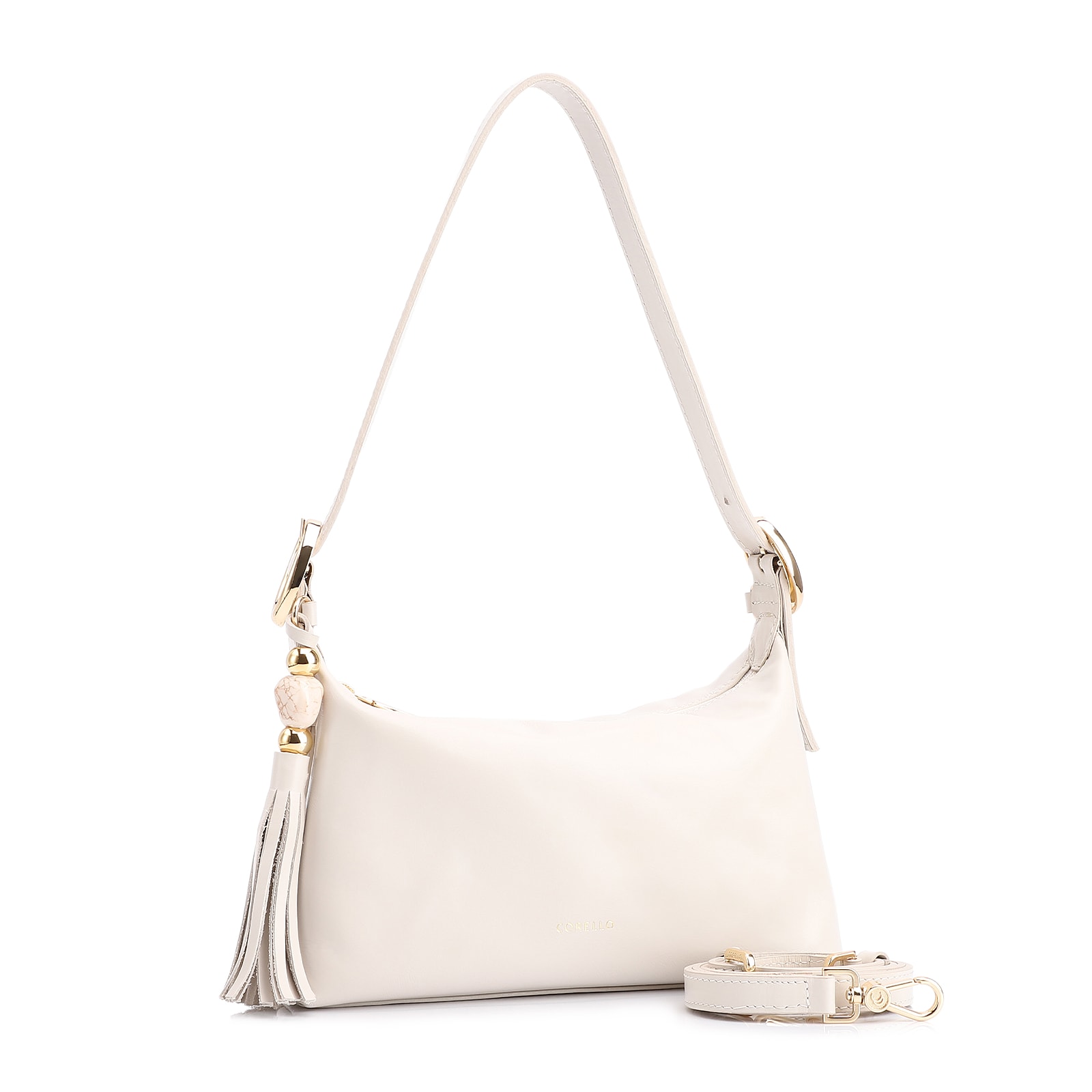 Bolsa De Ombro Couro Off White