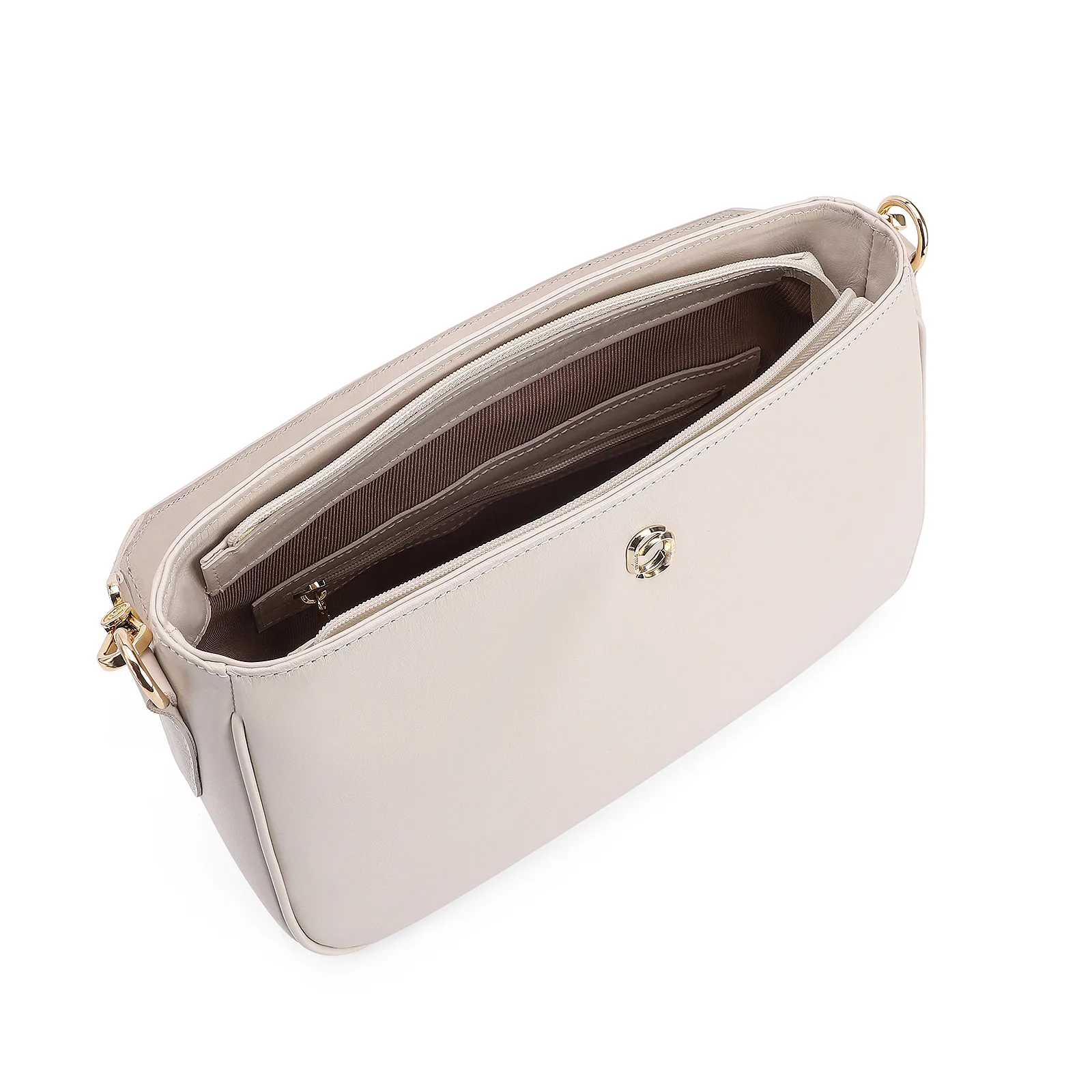 Bolsa De Ombro Couro Off White