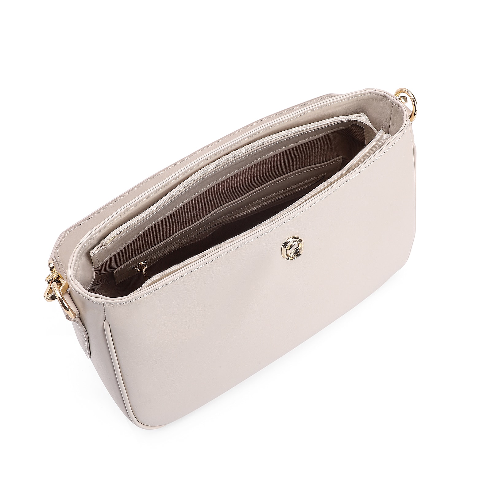 Bolsa De Ombro Couro Off White