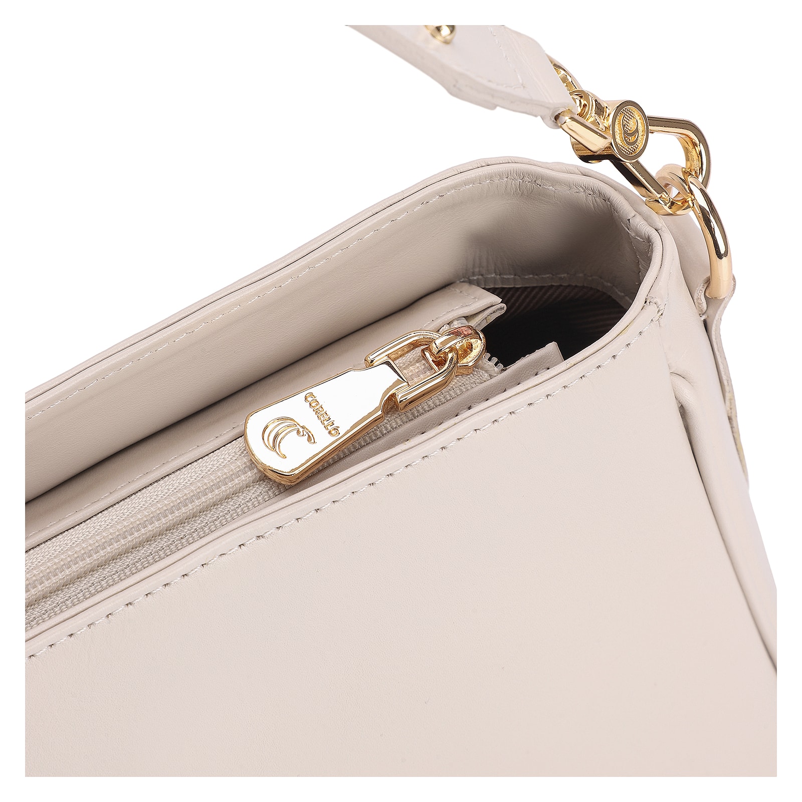 Bolsa De Ombro Couro Off White