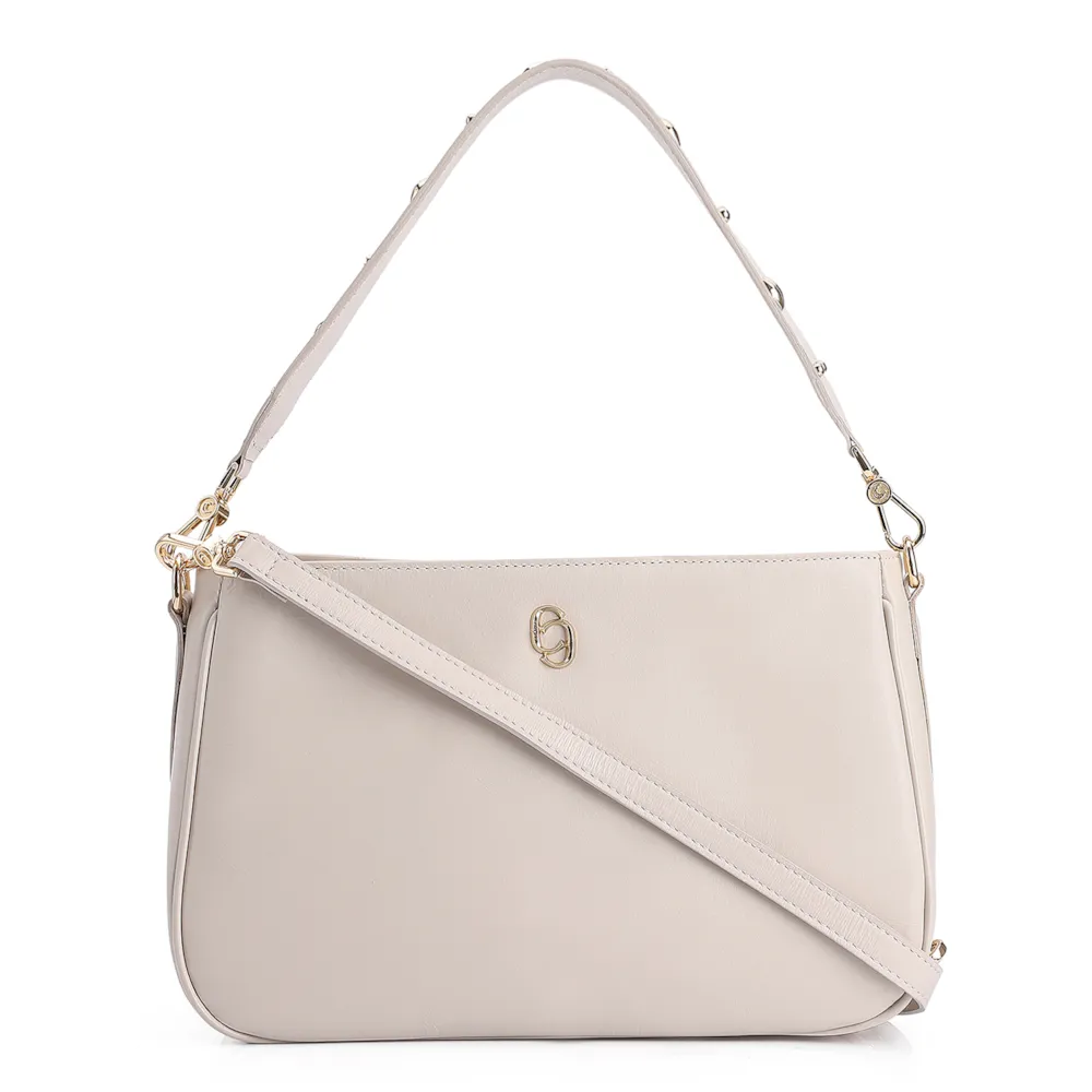 Bolsa De Ombro Couro Off White