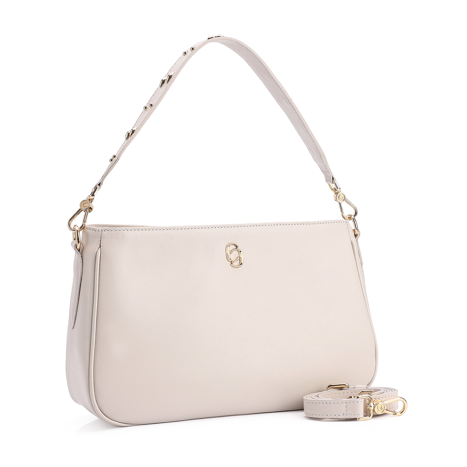 Bolsa De Ombro Couro Off White