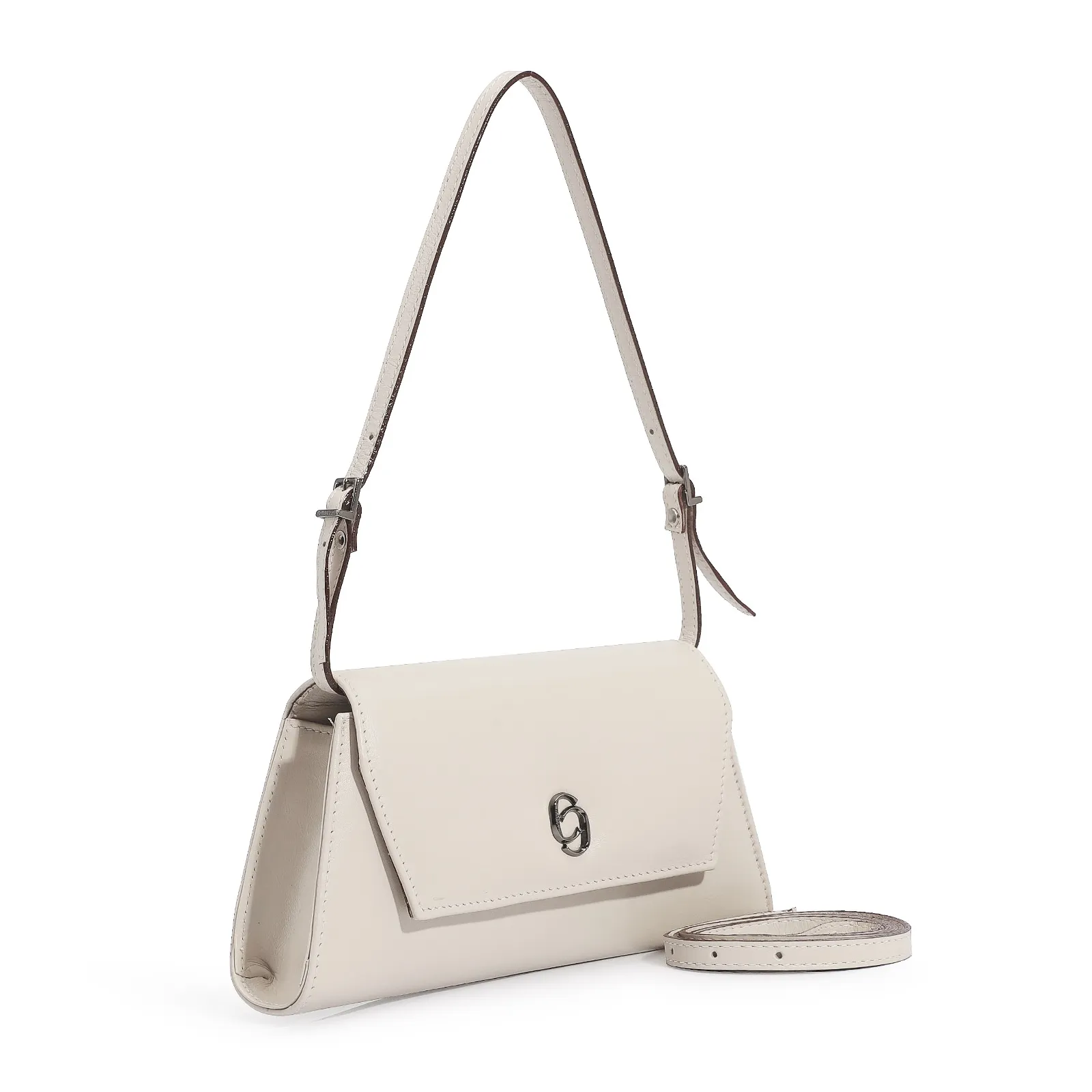 Bolsa De Ombro Couro Off White
