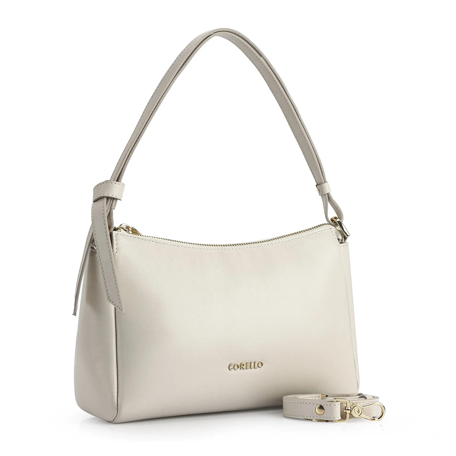 Bolsa De Ombro Couro Off White