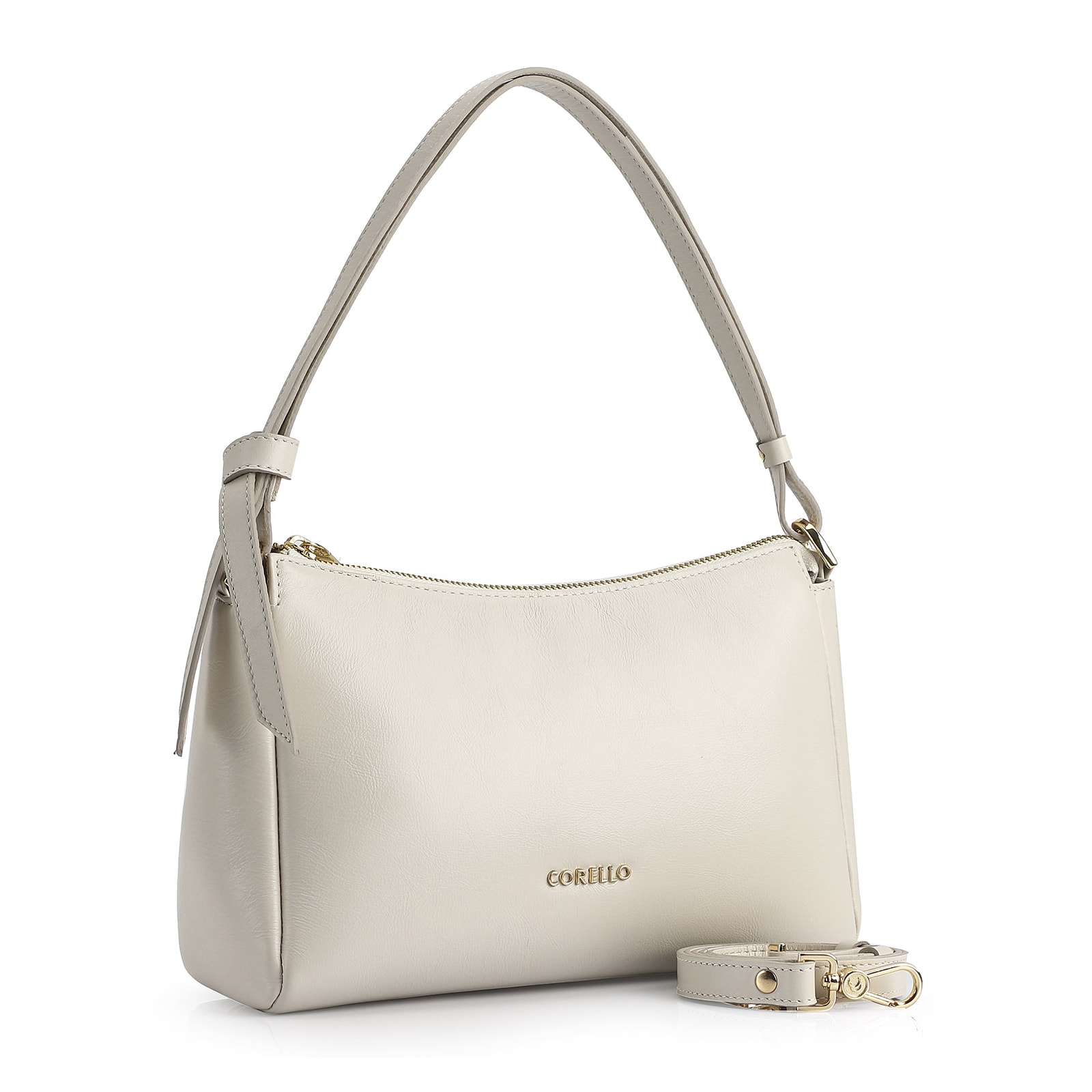 Bolsa De Ombro Couro Off White