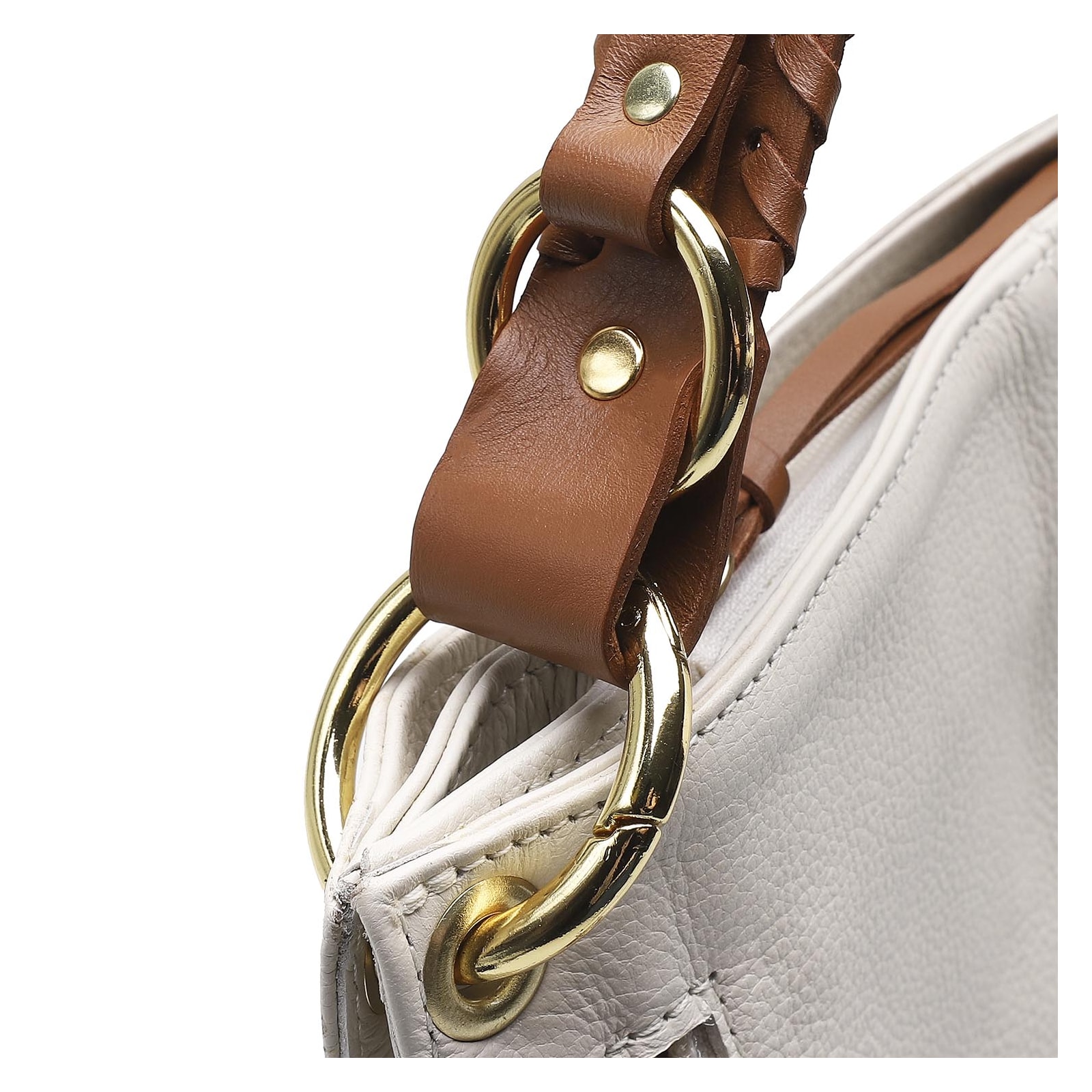 Bolsa De Ombro Couro Off White